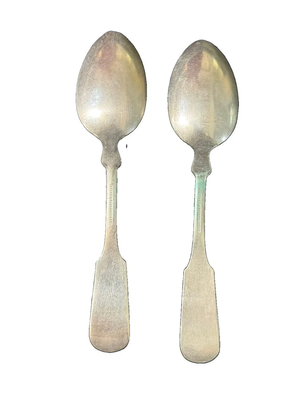 Set of 2 Rogers Nickel Silver Teaspoons 5 5/8” Vintage Flatware Spoons Antique